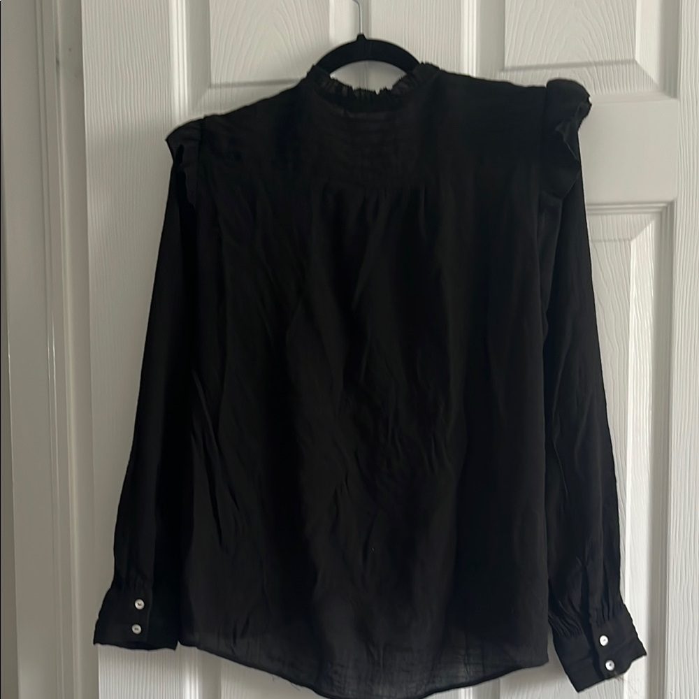 Black Ruffled Women's Top - Picture 7 of 7
